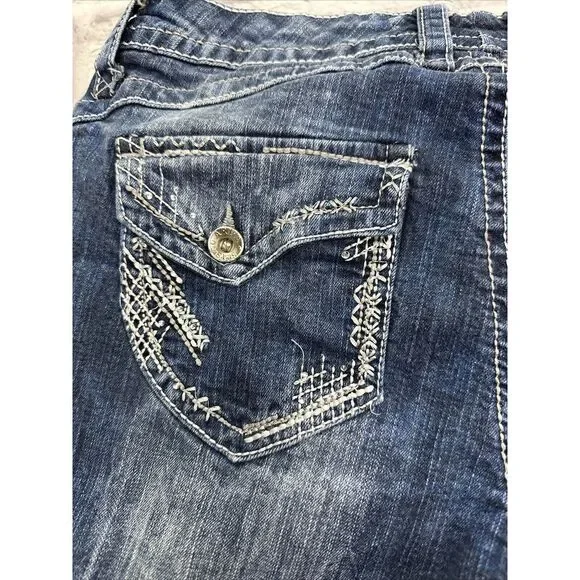 Women's Pre-Owned‎ Ariya Jean Shorts Size 13/14 Flap Pockets Embroideries - Picture 6 of 12